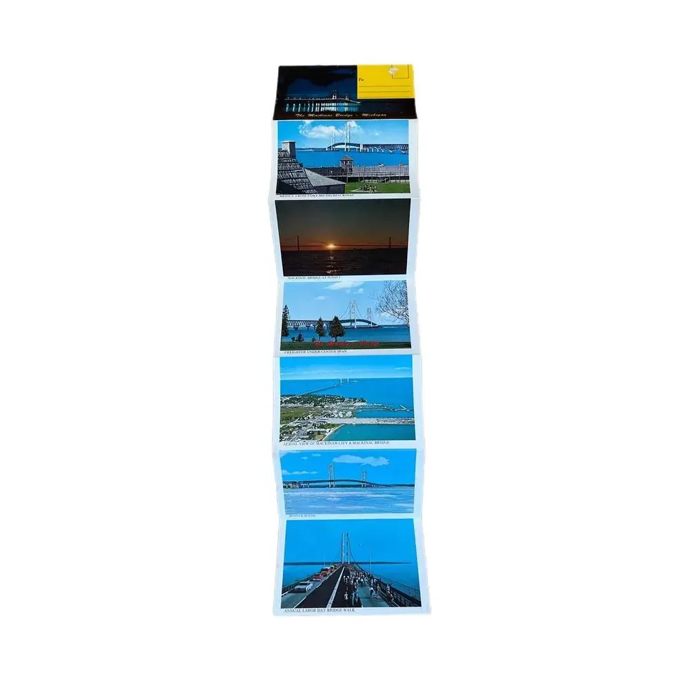 Vintage 1981 Accordion Postcards Mackinac Bridge Michigan 6 Double Sided Cards